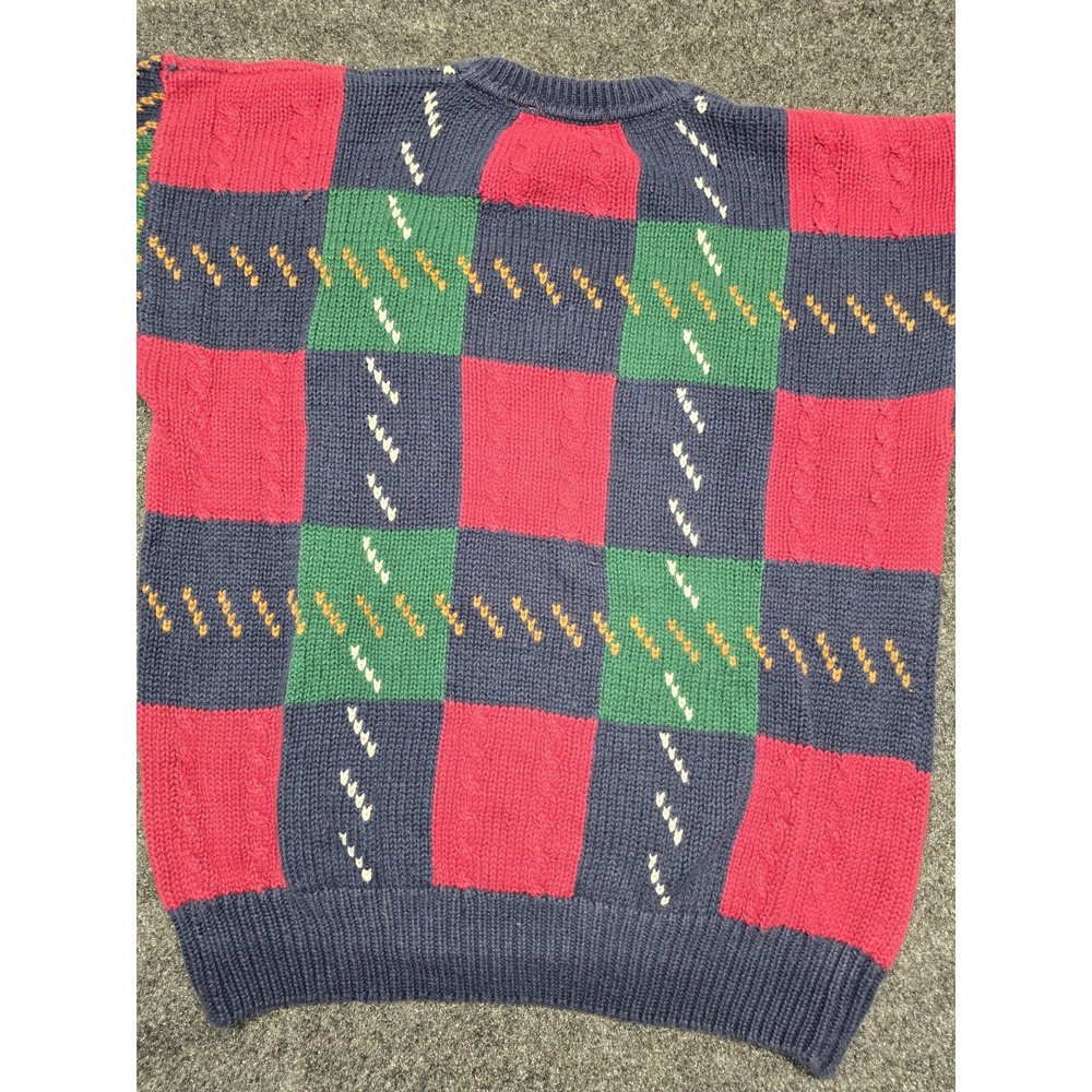 Vintage 90s St Johns Bay Sweater Colorful Geometric Chunky Knit‎  Size XL - Picture 8 of 8